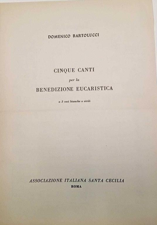 Cinque canti per la benedizione eucaristica - copertina