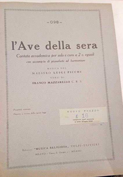 L' Ave della sera - Luigi Picchi - copertina