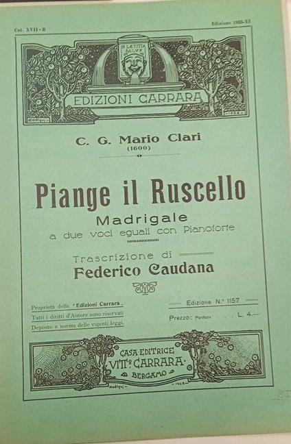 Piange il ruscello. Madrigale - copertina