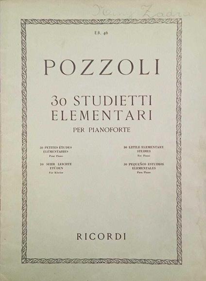 30 studietti elementari per pianoforte - E. Pozzoli - copertina