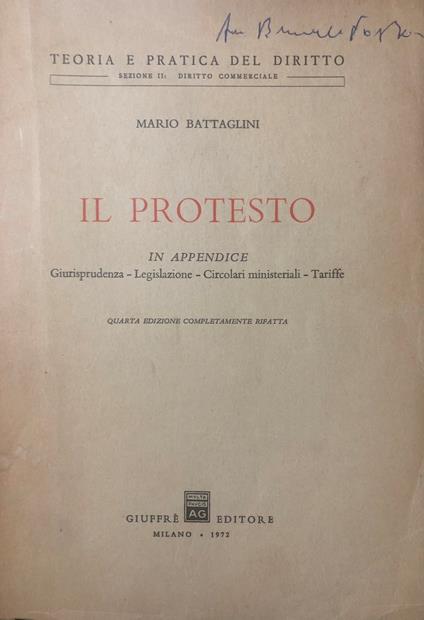 Il protesto - Mario Battaglini - copertina
