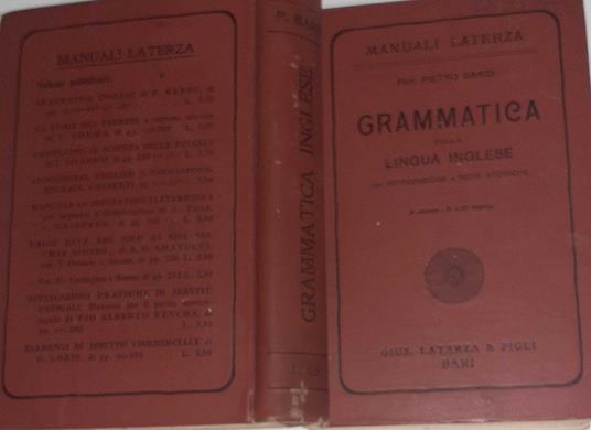 Grammatica della lingua inglese con introduzione e note storiche - Pietro Bardi - copertina