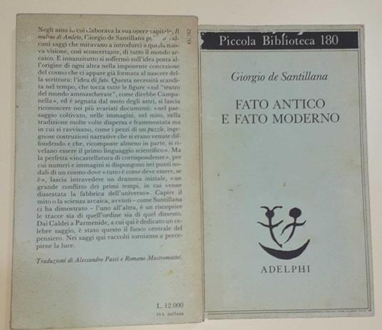 Fato antico e fato moderno - Giorgio De Santillana - copertina