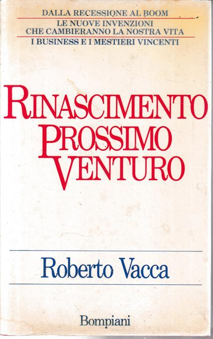 Rinascimento Prossimo Venturo - Roberto Vacca - copertina