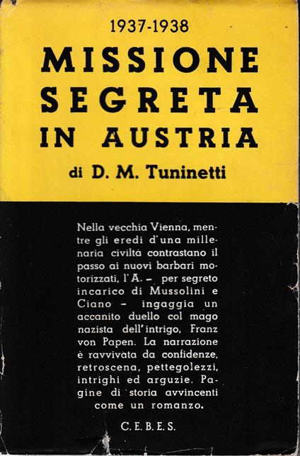 Missione segreta in Austria: 1937-1938. AUTOGRAFATO - copertina