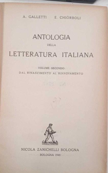 Antologia della letteratura italiana (volume secondo) - Emilio De Marchi - copertina