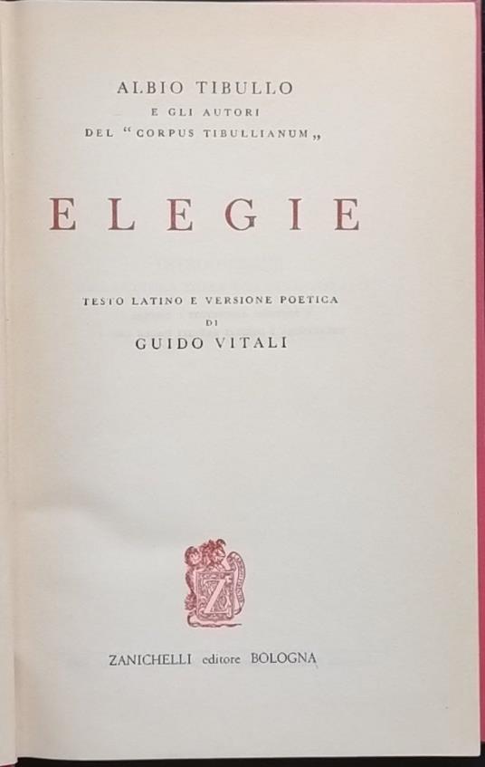 Elegie - Albio Tibullo - copertina