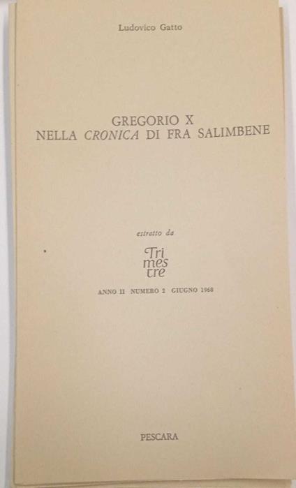 Gregorio X nella cronica di fra Salinbene (estratto) - Ludovico Gatto - copertina