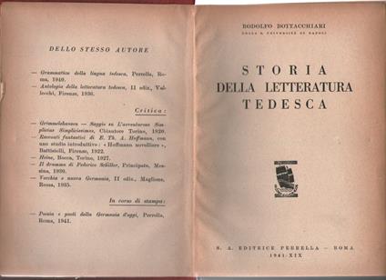 Storia della letteratura tedesca. AUTOGRAFATO - Rodolfo Bottacchiari - copertina