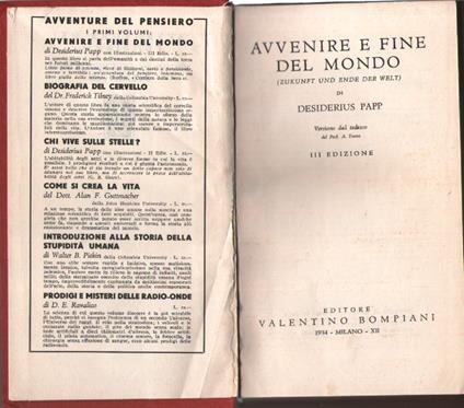 Avvenire e fine del mondo - Desiderius Papp - copertina