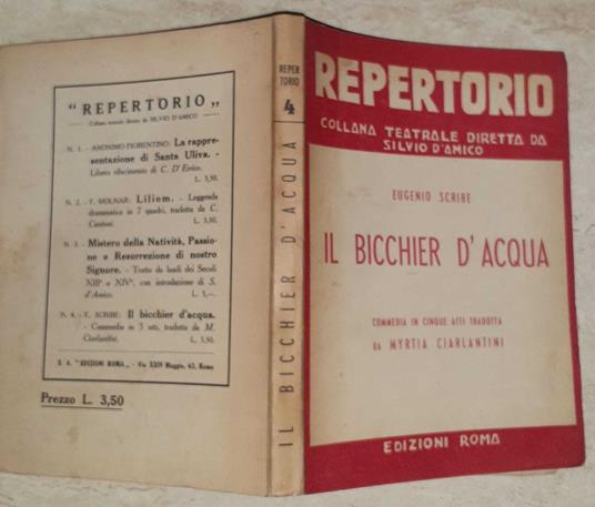 Il bicchier d'acqua - Eugenio Scribe - copertina