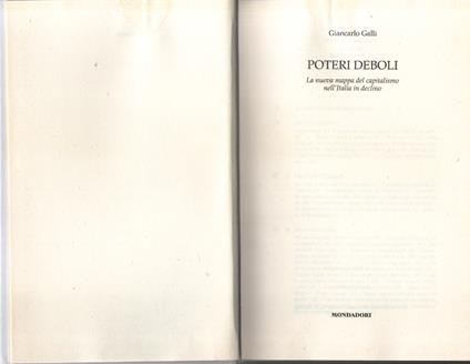 Poteri deboli. La nuova mappa del capitalismo nell'Italia in declino - Giancarlo Galli - copertina