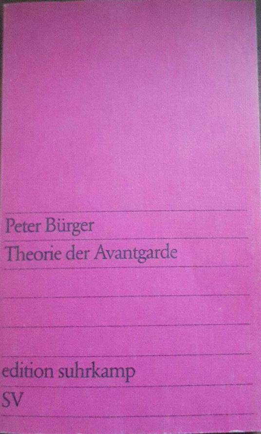 Theorie der Avantgarde - copertina