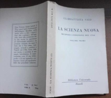 La scienza nuova secondo l'edizione del 1744. Volume primo - Giambattista Vico - copertina