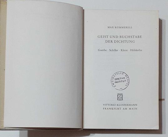 Geist und buchstabe der dichtung. Goethe-Schiller-Kleist-Holderlin - copertina