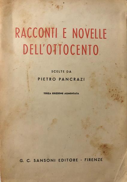 Racconti e Novelle dell'Ottocento - Pietro Pancrazi - copertina