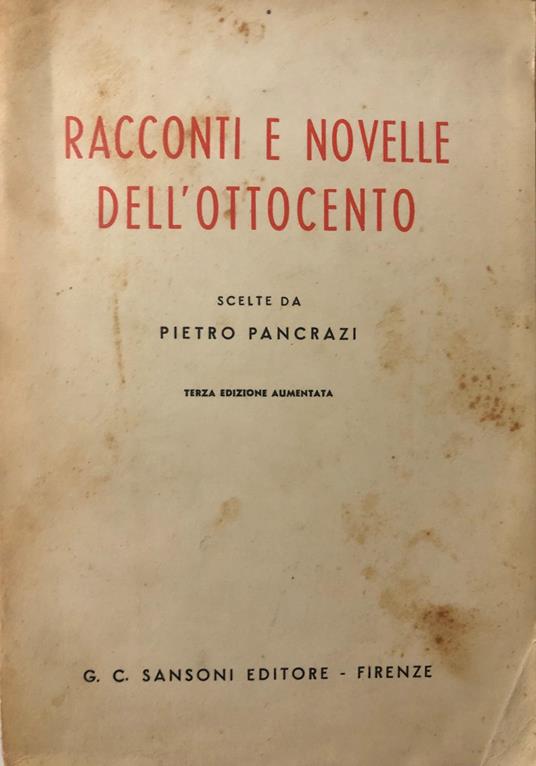 Racconti e Novelle dell'Ottocento - Pietro Pancrazi - copertina