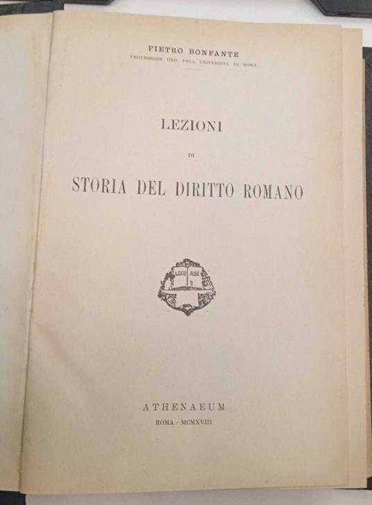 Lezioni di storia del diritto romano - Pietro Bonfante - copertina