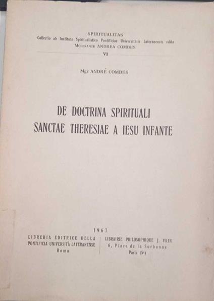 De doctrina spirituali Sanctae Theresiae a Iesu infante - copertina