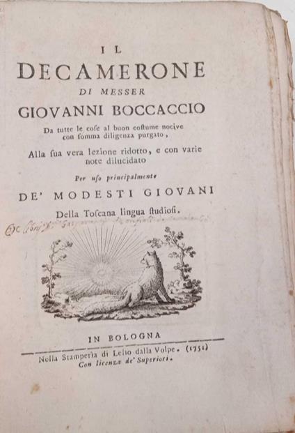 Il decamerone - Giovanni Boccaccio - copertina