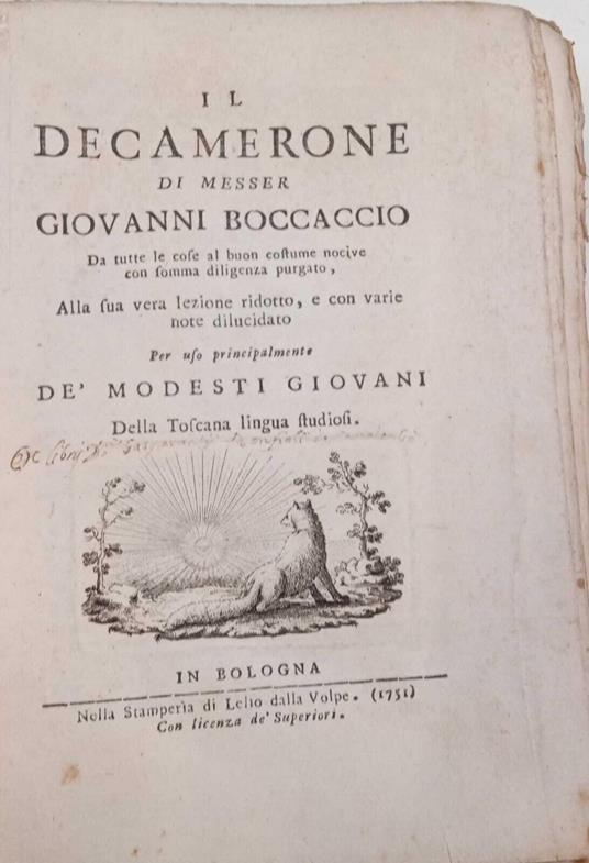 Il decamerone - Giovanni Boccaccio - copertina