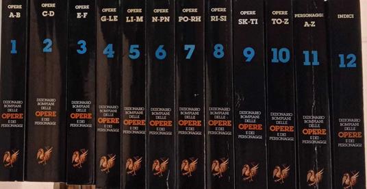 Dizionario Bompiani delle opere dei personaggi (12 volumi) - copertina
