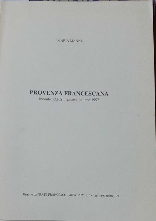 Provenza francescana. Incontro O.F.S. francese-italiano 1997 - copertina