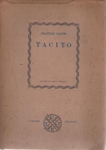 Tacito - Emanuele Ciaceri - copertina