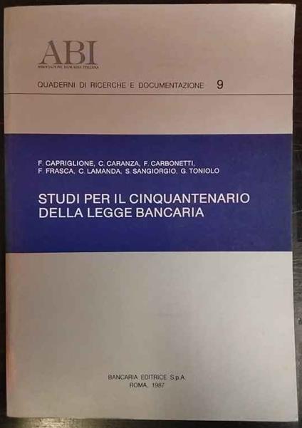 Studi per il cinquantenario della legge bancaria - copertina