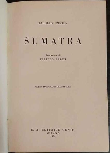 Sumatra - Laszlo Székely - copertina
