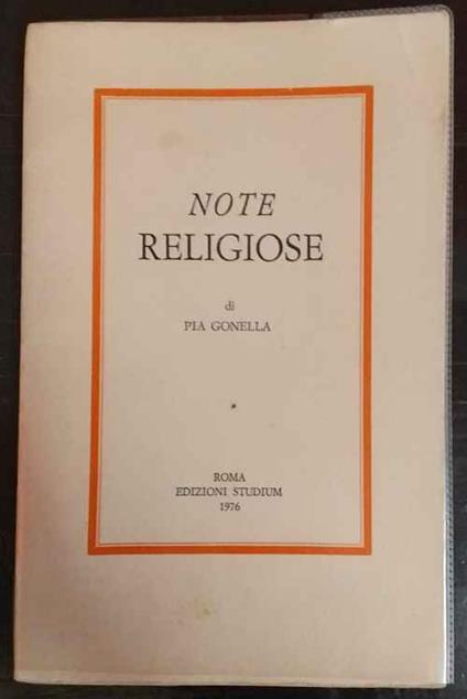 Note religiose - Pia Gonella - copertina