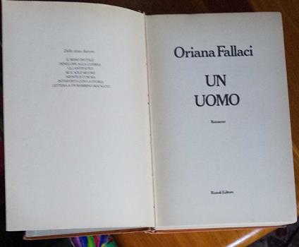 Un uomo - Oriana Fallaci - copertina