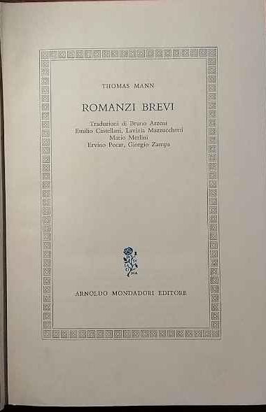 Romanzi brevi - Thomas Mann - copertina