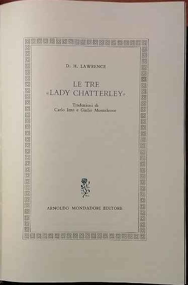 Le tre ''lady Chatterley'' - David Herbert Lawrence - copertina
