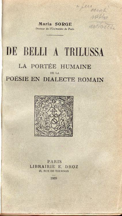 De Belli a Trilussa. La portée humaine de la poesie en dialecte romain - copertina
