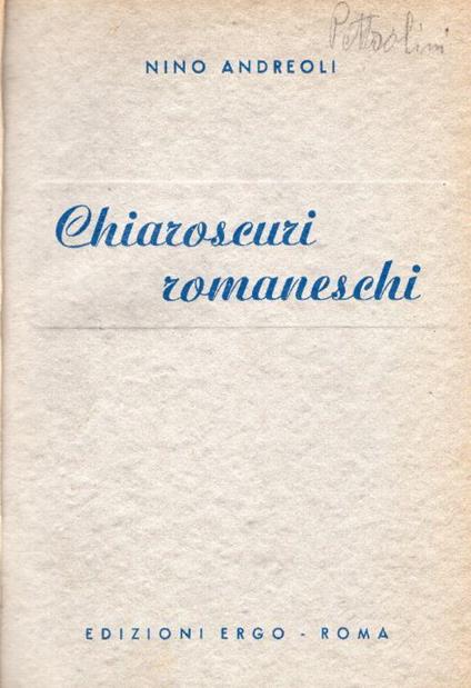 Chiaroscuri romaneschi - Nino Andreoli - copertina