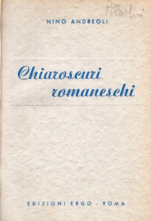 Chiaroscuri romaneschi - Nino Andreoli - copertina