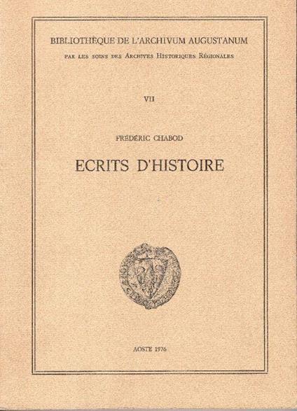 Ecrits d' histoire - Federico Chabod - copertina
