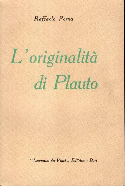 L' originalità di Plauto - Raffaele Perna - copertina