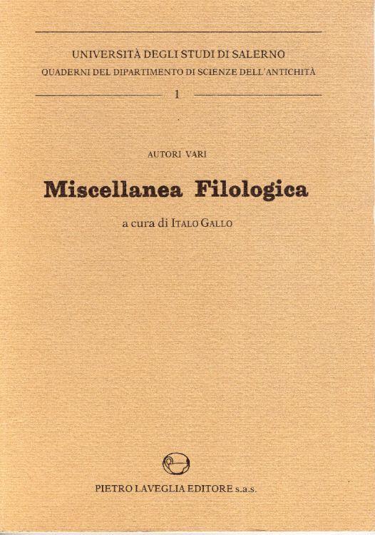 Miscellanea filologica - copertina