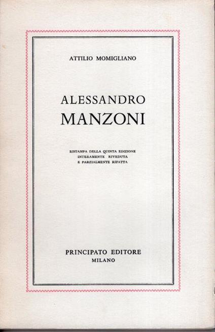 Alessandro Manzoni - Attilio Momigliano - copertina