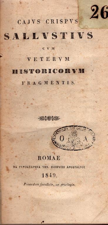 Caius Crispus Sallustius cum veterum historicorum fragmenti di: Sallustius Crispus Gaius - 2