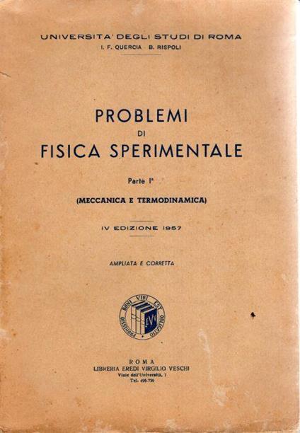 Problemi di fisica sperimentale, Parte 1: Meccanica e Termodinamica - copertina