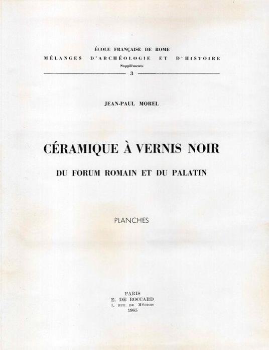 Céramique à vernis noir du Forum romain et du Palatin. 2 Planches - copertina