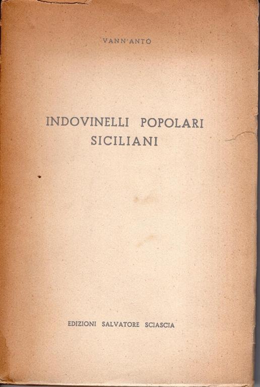 Indovinelli popolari siciliani - copertina