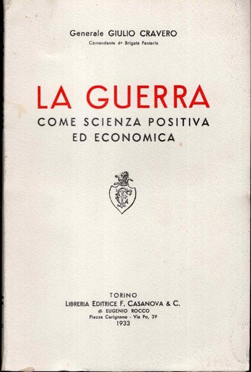 La guerra come scienza positiva ed economica - Giulio Cravero - copertina