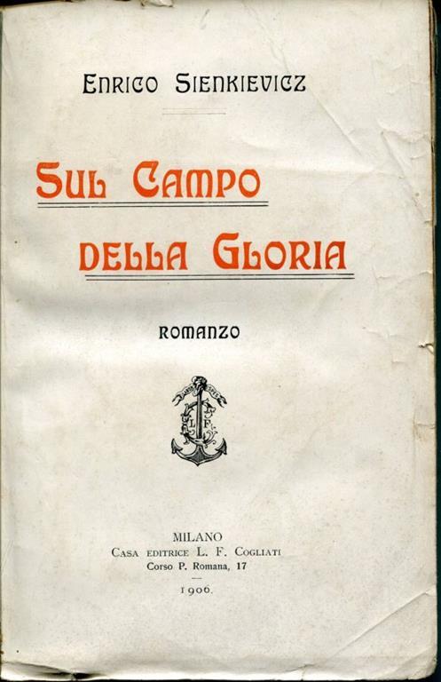 Sul campo della gloria, romanzo - copertina