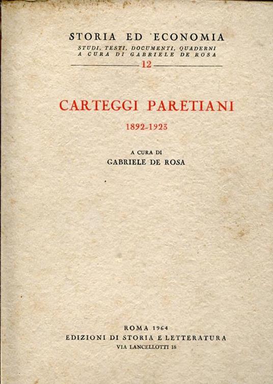 Gabriele De Rosa a cura di - copertina