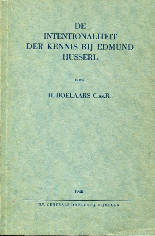 De intentionaliteit der kennis bij Edmund Husserl - copertina
