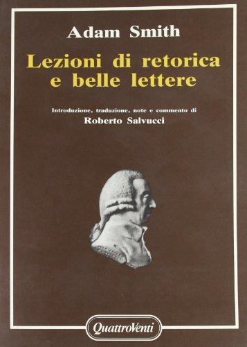 Lezioni di retorica e belle lettere - Adam Smith - copertina